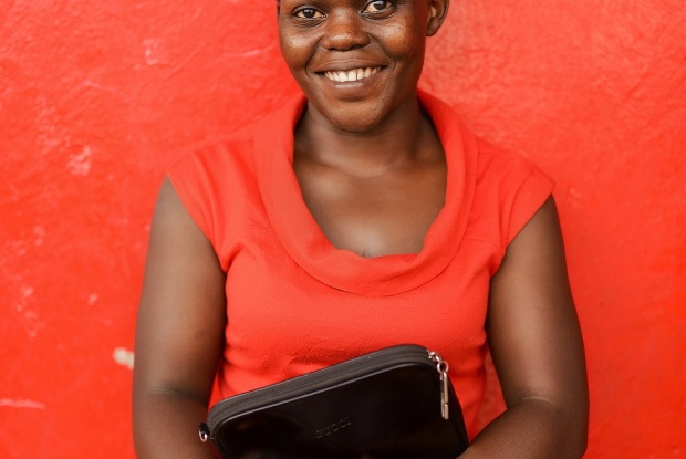 Lady in red, Bugolobi market 2019