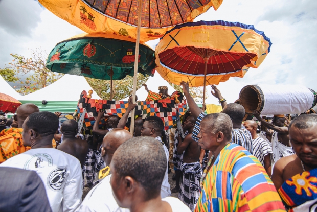 The arrival of King Osagyefuo Amoatia Ofori Panin. He is the 35th King of Akyem Abuakwa, also called Okyeman in the Eastern Region of Ghana. He was enstooled on October 4, 1999. &copy; Jjumba Martin 2018