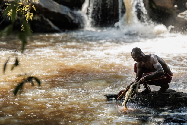 Papa Falls in Aswa River. These are sorrounded by conservancies and locals catch fish from them.