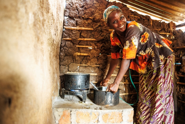 As a beneficiary of the CARE biodigester program, Jackline expresses how it has transformed her cooking capabilities. She now feels empowered to prepare any type of meal she desires, emphasizing that with the biodigester, her meals are consistently fully cooked. This newfound ability has expanded her culinary skills and improved her overall cooking experience, providing her with greater flexibility and efficiency in the smoke-free kitchen. &copy; CARE / Jjumba Martin 2024.