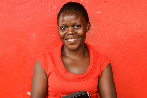 Lady in red, Bugolobi market 2019