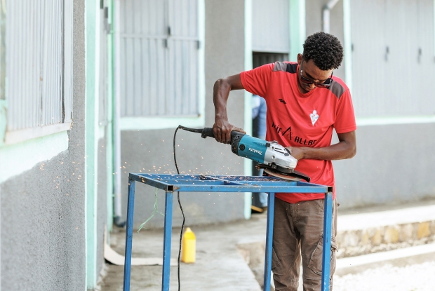 12.05.2024, Sheder town, Northeastern Fafan Zone in the Somali region of Ethiopia. 26-year-old Ahmed Ismail  wedling at the business hub , set up by Mercycorps. Ahmed sources income from welding services. He believes that life in Sheder is generally normal, save for the electricity challenge that makes his ability to work almost impossible. &ldquo;Until recently, the power supply has been so inconsistent that it made it hard for me to run my business. Because the electricity is off most of the time, my customers take business where there is electricity. It is even impossible for me to retain customers because of the inconsistent power supply. It makes me unreliable. Securing a space at the business hub makes my dream come true. We have electricity for 24 hours and with that in place, I know that my profits will increase.&rdquo; As a beneficiary of the Mercy Corp&rsquo;s electricity project, Ismail believes that besides giving life to his business, the community at large will also gain from the project. &ldquo;Because we now have a 24-hour electricity supply. As you can see there are so many businesses here - welding, carpentry, tailoring, and others - that depend on electricity. So the provision of a constant power supply will boost business. At some point, I had considered closing my business and thinking of new business ideas that do not depend on electric supply. I hope to make full use of this opportunity to increase my productivity&rdquo;